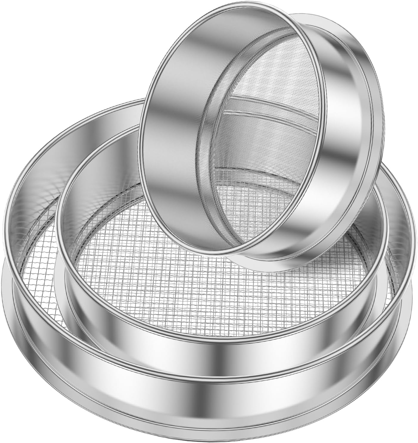 3Pcs Stainless Steel Garden Soil Sieve, 9.8