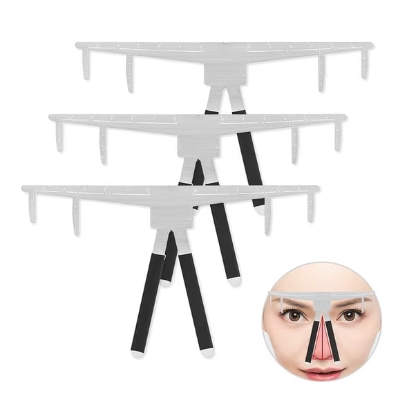 3Pcs Stainless Steel Microblading Eyebrow Ruler, 3D Tattoo Stencil Balance Shaper for Permanent Makeup