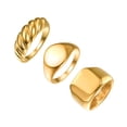 thumbnail image 1 of 3Pcs Stainless Steel Rings for Men Women Gold Minimalist Twisted Ring Band Couple Ring Set Size 7-12, 1 of 6