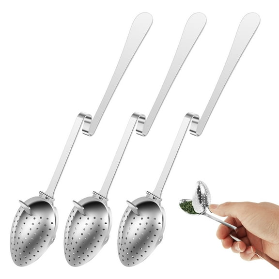 3Pcs Stainless Steel Tea Infuser Strainer Reusable Fine Mesh Spoon Shape Tea Filter Easy to Use for Home Office Drinking