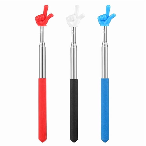 3Pcs Stainless Steel Telescopic Finger Reading Stick Extendable Teacher Pointer Stick for Classroom & Presentations