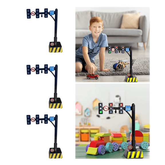 3Pcs Stop Light Lamp Electric Indicator Mini Model Sand Table Layout Landscape Display Decor,6.69Inch