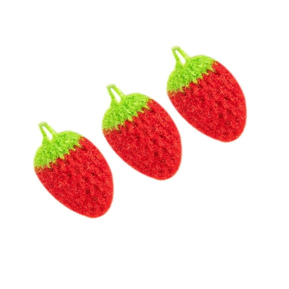 3Pcs Strawberry Dish Towels Beautiful Strawberry Shaped Cleaning Cloth Kitchen Gadgets (Red)