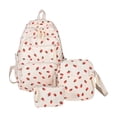 thumbnail image 1 of 3Pcs Strawberry Print Backpack Set for Women Teens, Large Capacity School Bookbag with Crossbody & Pouch, Casual Daypack, 1 of 3