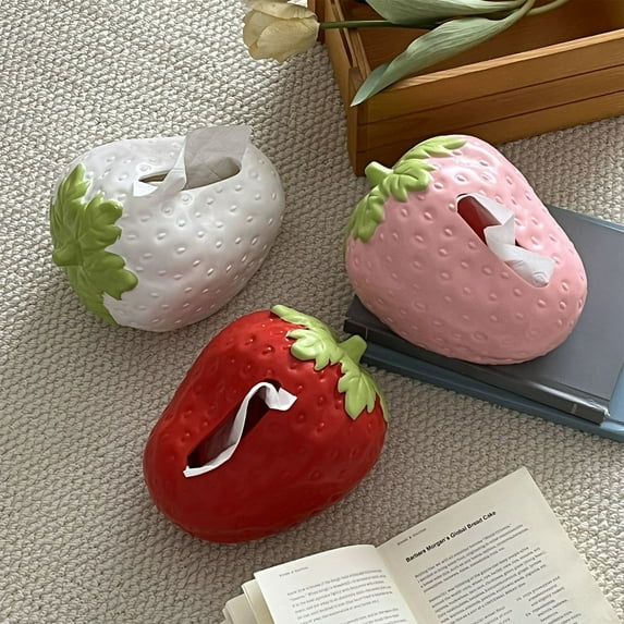 3Pcs Strawberry Tissue Box Under $5! Kadlawus Strawberry Shaped Tissue Box, Cute Napkin Holder for Living Room, Decorative Tissue Dispenser, Girlish Style Home Decor, Kitchen Bathroom Organizer