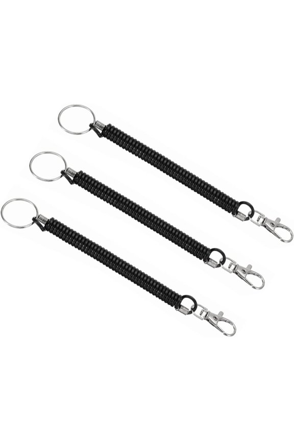3Pcs Stretchy Spiral Keyring,Plastic Keychain Spring Key Holder Extending Spiral Retractable Coil Key Chain Theftproof Anti-Lost Stretch Cord Safety Key Ring with Metal for Key,Wallet,Cellphone