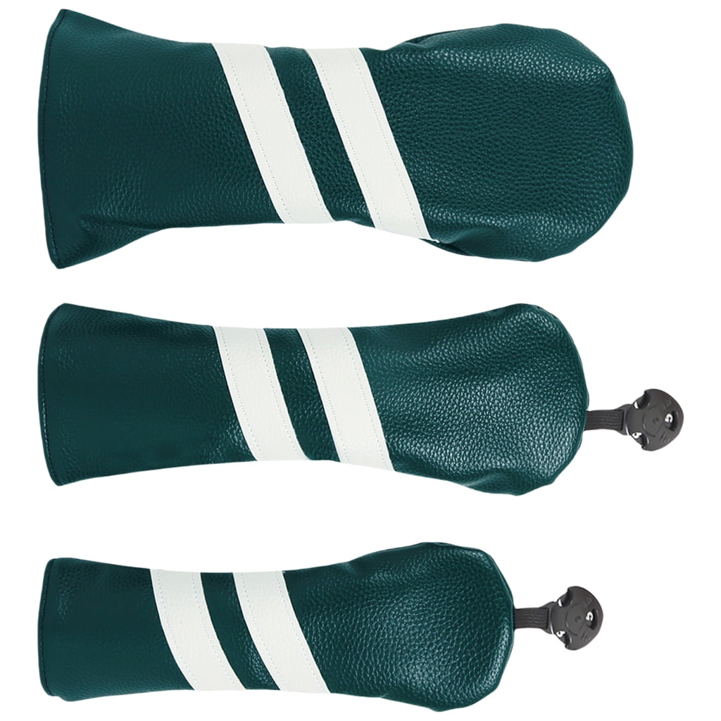 3Pcs Stripe Pattern Driver Headcover PU Golfs Club Head Cover Golfs Club Headcover for Driver and Wood