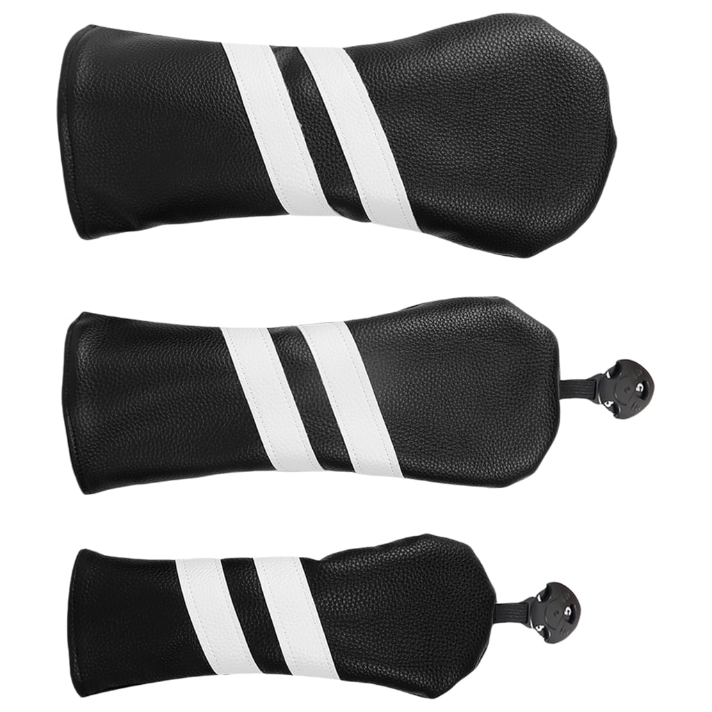 3Pcs Stripe Pattern Driver Headcover PU Golfs Club Head Cover Golfs Club Headcover for Driver and Wood