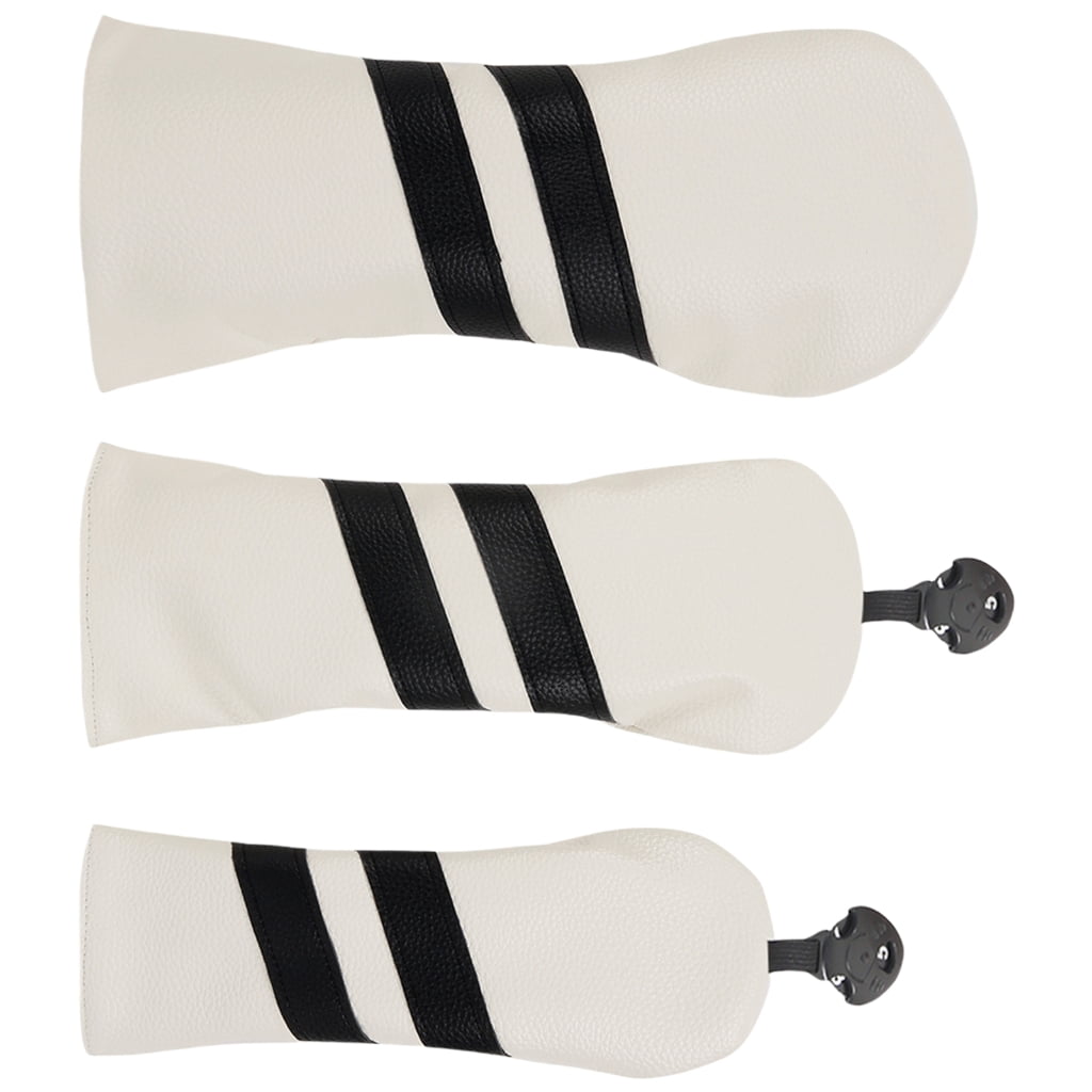 3Pcs Stripe Pattern Driver Headcover PU Golfs Club Head Cover Golfs Club Headcover for Driver and Wood
