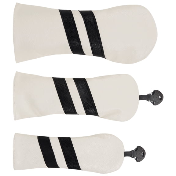 3Pcs Stripe Pattern Driver Headcover PU Golfs Club Head Cover Golfs Club Headcover for Driver and Wood