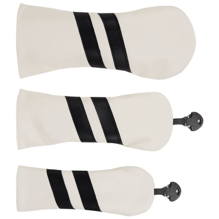 3Pcs Stripe Pattern Driver Headcover PU Leather Golfs Club Head Cover Golfs Club Headcover for Driver and