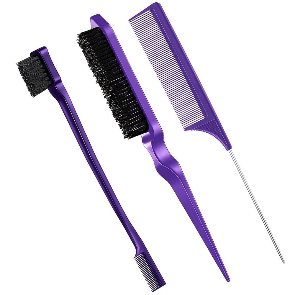 3Pcs Styling Tools Brushing Combing Rat Tail Comb Grooming Bristle Hair ...
