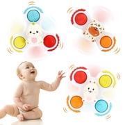 3Pcs Suction Cup Spinner Toys for Baby 12-18 Months Infant Travel Spinning Top Toys Bath Toy Age 1 2 3 High Chair Toys for Toddlers Girls Boys Gifts