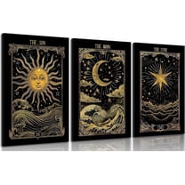 3Pcs Sun And Moon Celestial Canvas Wall Art Tarot Painting Picture Wall Decor astrology Poster Print Artwork for Bed Room Living Room Apartment Bath Room Study room Home Decoration