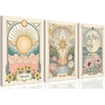 thumbnail image 1 of 3Pcs Sun Moon And Star Celestial Canvas Wall Art Vintage Tarot Astrology Wall Decor Sun Flower and Full Moon Lotus Rainbow Poster Prints Picture for Bthroom Bedroom Living Room, 1 of 6