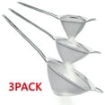 thumbnail image 1 of 3Pcs Super Wire Extra Fine Mesh Strainer with Handle, Small Medium Large Size Sifter Metal Strainer Set, Stainless Steel Sieve Fine Mesh Strainers for Kitchen Rice Juice Quinoa Food Flour Baking, 1 of 9
