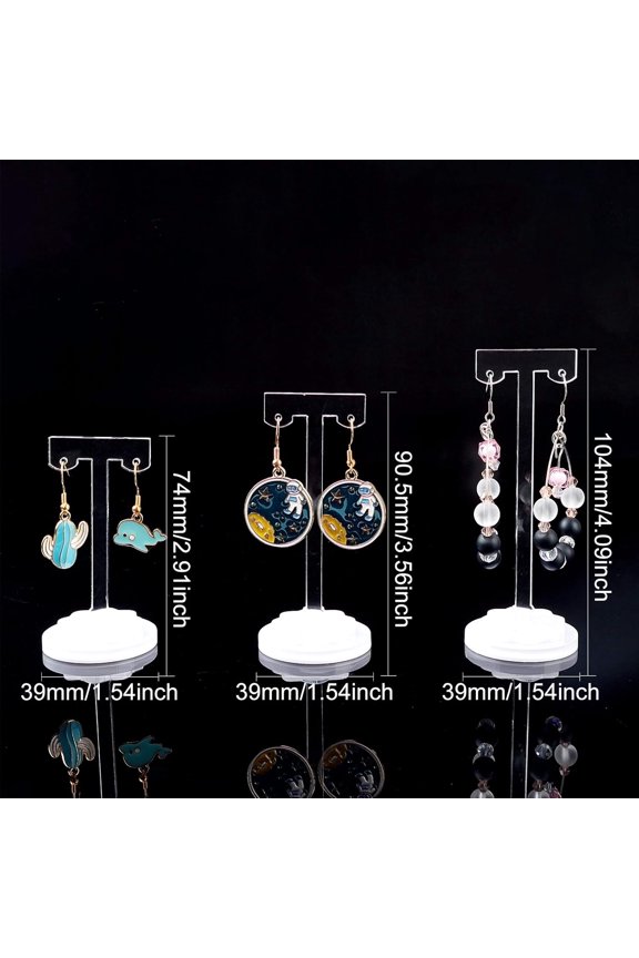 3Pcs T-Shape Earrings Stand T Bar Acrylic Jewelry Tree Stand(3 Mixed Size) Earring Holder Hanging Jewelry Organizer for Necklaces Bracelet Earrings and Ring