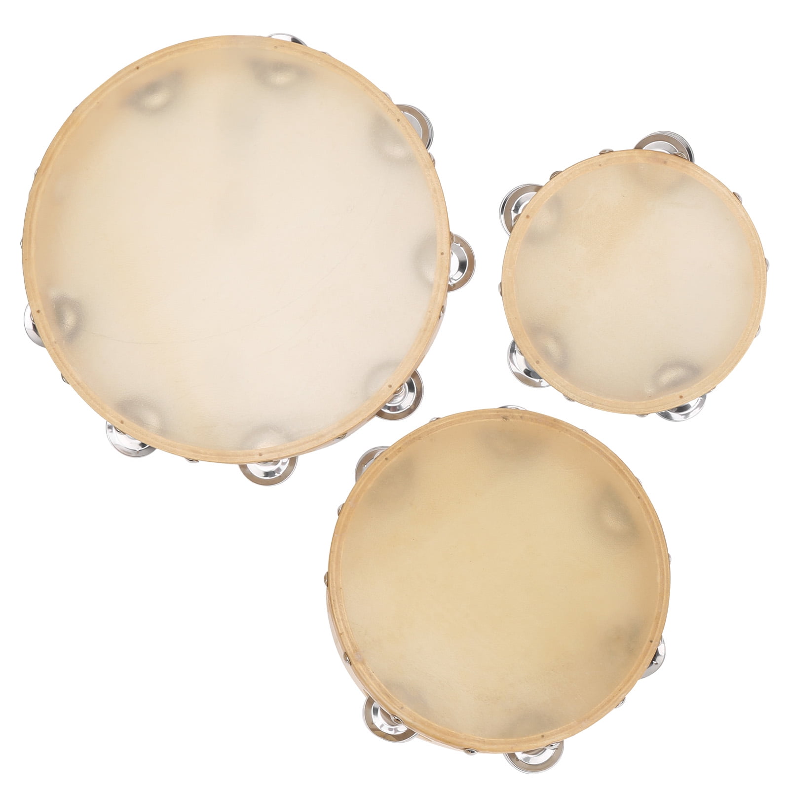 3Pcs Tambourine Wooden Handbell Clap Drum Single Row Jingle Percussion ...
