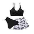 thumbnail image 1 of 3Pcs Teens Girl Summer Adjustable Strap Bikini Swimsuit Set Tropical Floral Bathing Suit Swimwear With Coverup Skirt 9-16Y, 1 of 8