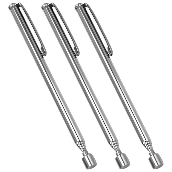3Pcs Telescoping Magnetic Grabber Metal Extendable Magnet Pickup Tool 4.92-25.59 Inch Adjustable Magnetic Grabber Stick with Pocket Clip Magnetic Retrieval Tool for Screws