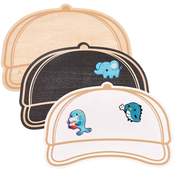 3Pcs Template Hat Patch Trucker Hat Template Black MDF Wooden Personalized Truck Caps Design Thin Boards Patches Layout for Creating Designing Stylish DIY Caps Making 5.75 x 8.66 Inch DIY
