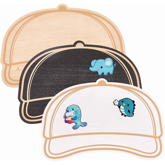 3Pcs Template Hat Patch Trucker Hat Template Black MDF Wooden Personalized Truck Caps Design Thin Boards Patches Layout for Creating Designing Stylish DIY Caps Making 5.75 x 8.66 Inch Mixed Color