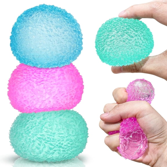 3Pcs Textured Stress Balls, Soft Sensory Fidget  Ball for All Age, Memory Gel Squishies Toys, Anxiety Relief Squeeze Balls for Autism/ADHD, Party Favors Gifts, Prizes for Students