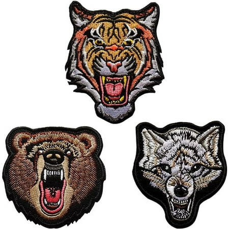 3Pcs Tiger Patch Bear Fox Tactical Morale Patches Tiger Army Patch Loop Tactical Badge Hook and Loop Patch for Backpack Jackets