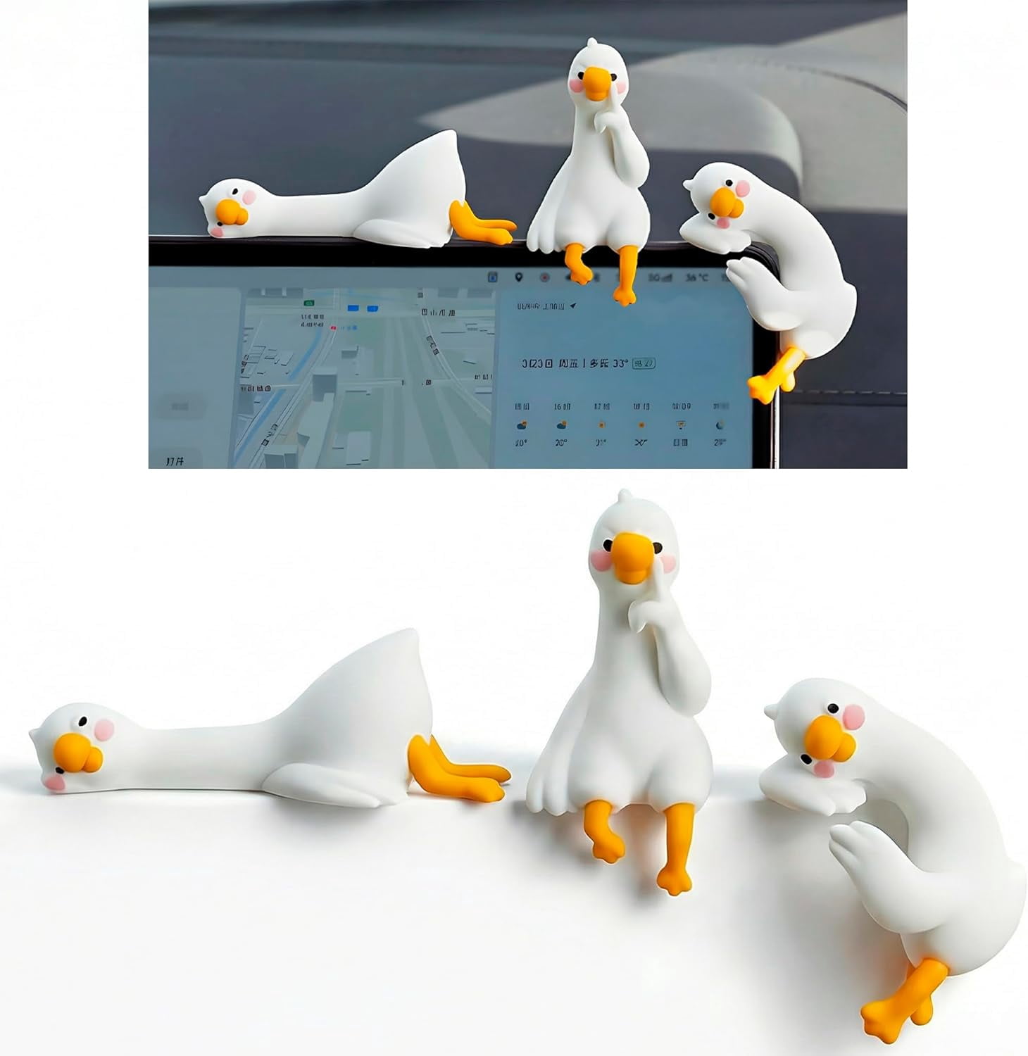 3Pcs So Tired Lazy Duck Mini Desk Ornaments, Resin Goose Figurines for ...