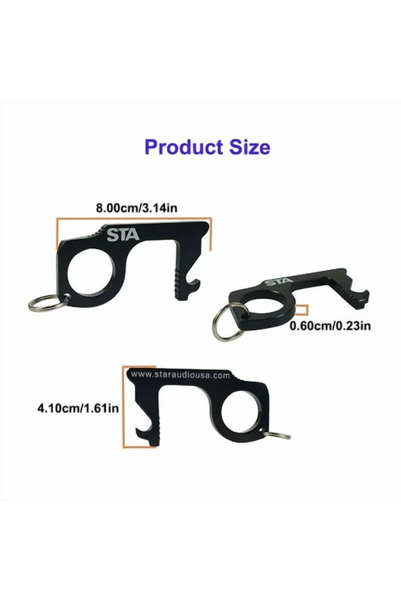 3Pcs Touchless Portable Key Door Opener Handheld Keychain Contactless Keychain