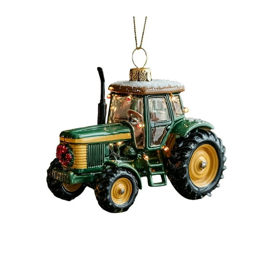 3Pcs Tractor Christmas Ornament, "Merry Christmas" Snowy Base, Vintage Acrylic 2D 3.15Inch Hanging Decoration for Christmas Tree, Farmhouse Decor, Garden, Balcony, Restaurant