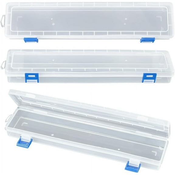 3Pcs Translucent Plastic Paint Brush Holders Stackable Case Organizers Drawing Tools Storage Box Long Watercolor Pen Pencil Container for Artist Art Craft Office Supplies 13.78x3.11x1.4inch