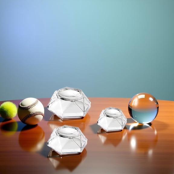 3Pcs Transparent Acrylic Ball Display Stand, Hexagon Base Holder for Crystal Ball Baseball Tennis, Display Stands