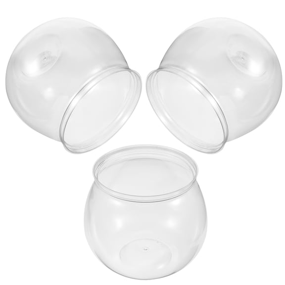 Milisten Set of 3 Clear Plastic Fish Bowls, Round Transparent Aquarium Bowls for Office and Home Decoration