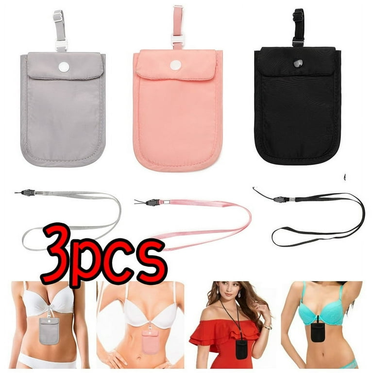 3Pcs Travel Bra Wallet Women Hidden RFID Bra Wallet Anti Pickpocket Under Clothes Money Womens Wallet Pouch Secret Pocket Wallet for Women with Money