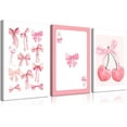 thumbnail image 1 of 3Pcs Trendy Pink Bows Canvas Wall Art Preppy Watercolor Bows Wall Decor Pictures Girly Coquette Room Decor Aesthetic Posters Prints for College Apartment Bedroom Decoration 12x16in, 1 of 6