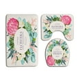 3Pcs Tropical Cactus Flower Bathroom Rug Set Watercolor Plant Succulent