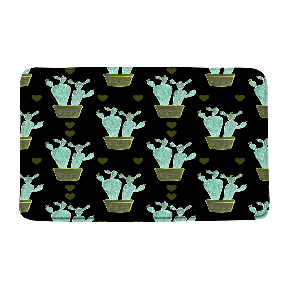 3Pcs Tropical Cactus Flower Bathroom Rug Set Watercolor Plant Succulent