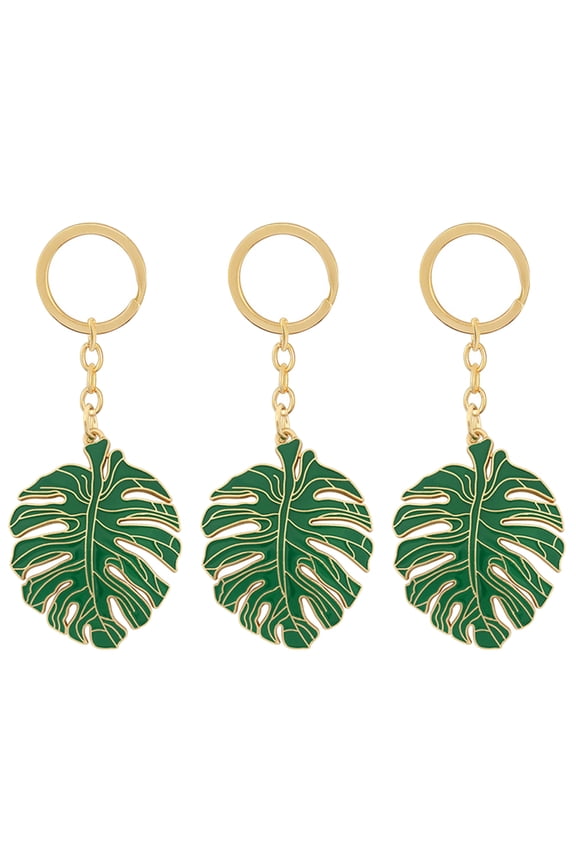 3Pcs Tropical Palm Leaf Keychain Plant Shaped Key Ring Unique Key Pendants
