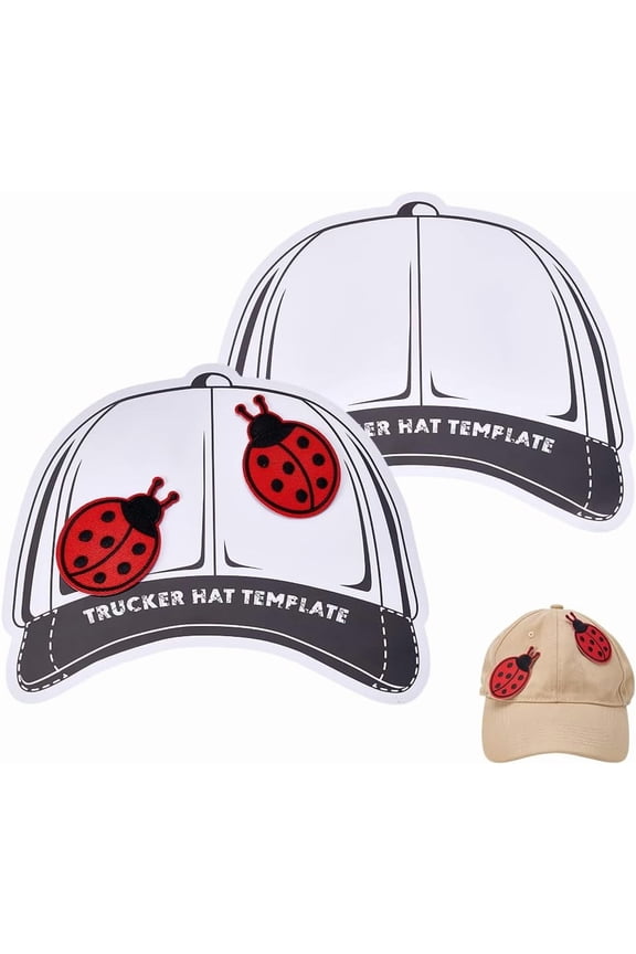 3Pcs Trucker Hat Template Palette Printed PVC Hat Template Black Personalized Hat Patches Templates Hat Patches Truck Cap Design Patch Layout for Designing DIY Trucker Hats