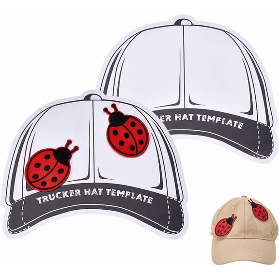 3Pcs Trucker Hat Template Palette Printed PVC Hat Template Black Personalized Hat Patches Templates Hat Patches Truck Cap Design Patch Layout