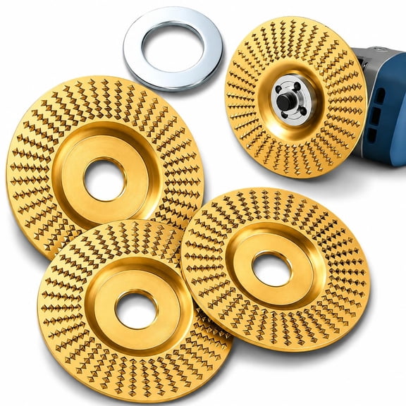 3Pcs Tungsten Carbide Sanding Discs – 4" Angle Grinder Shaping Wheel, Flat/Arc/Bevel Grinding Wheel for Woodworking DIY