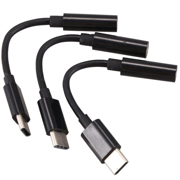 3Pcs Type C to 3.5mm Headphone Audio Adapter,USB-C to 3.5mm Female AUX Microphone Connector Cable for Z, Le 2/Le Pro 3,Not Fit for and Pixel(Black)