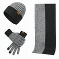 thumbnail image 1 of 3Pcs Unisex New Double-sided Color Matching Scarf Hat Gloves Set Autumn Winter Warm Fashion Men Women Simple Thickening Hat Set Black, 1 of 9