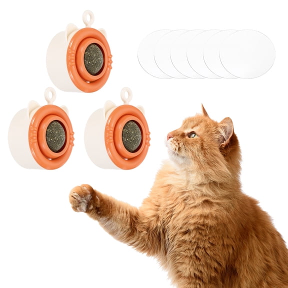 3Pcs Universal Catnip Balls Cat Teeth Cleaning Ball, Orange