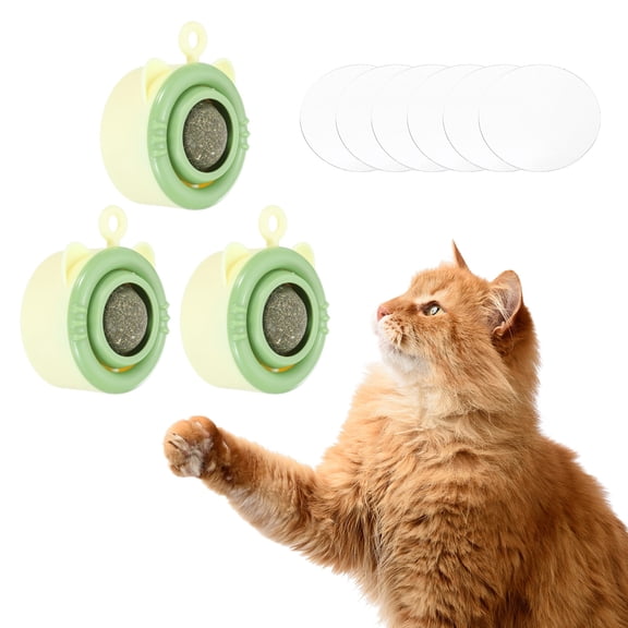3Pcs Universal Catnip Balls Cat Teeth Cleaning Ball, Yellow Green