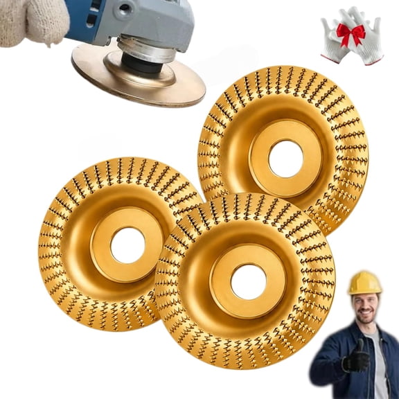 3Pcs Upgrade Angle Grinder Disc Kit, Hard Alloy Grinding Disc for Wood Working, Multipurpose Wood Shaping, Sanding & Surface Finishing Disc, Fits 4 Inch & 4-1/2 Inch Grinders