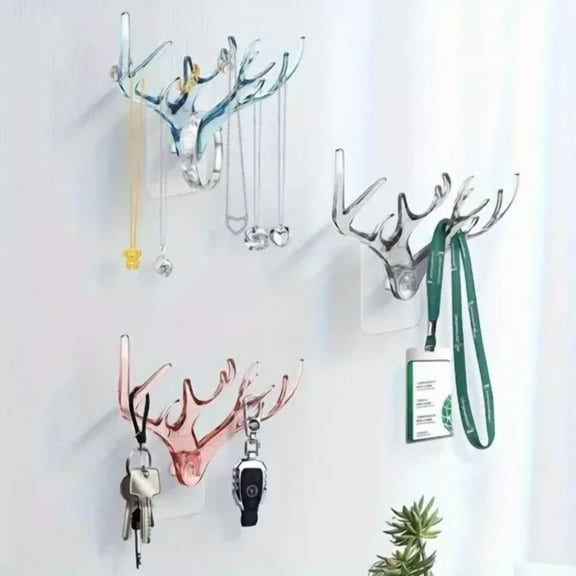 3Pcs Upgraded Version Wall Hooks, Key Holder,Pink+Blue+Grey