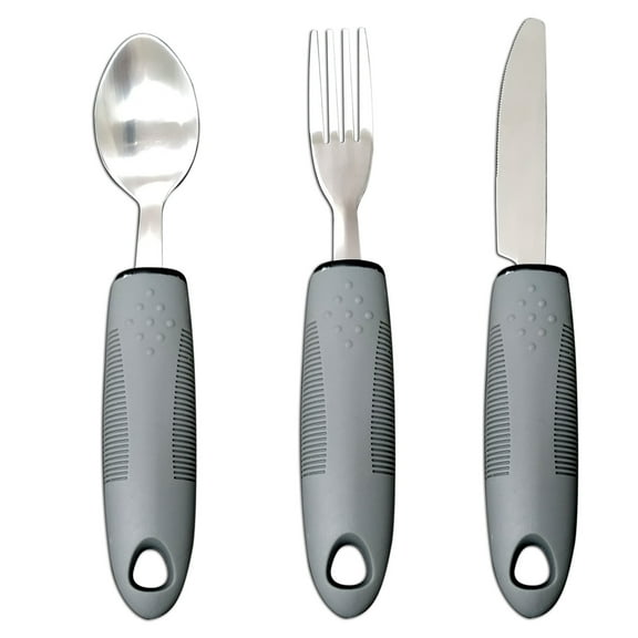 3Pcs Utensils Adaptive Silverwarespoon Weighted Eating Fork Cutlery Disabled Adapted Feeding Travelspoons Tremors Parkinsons