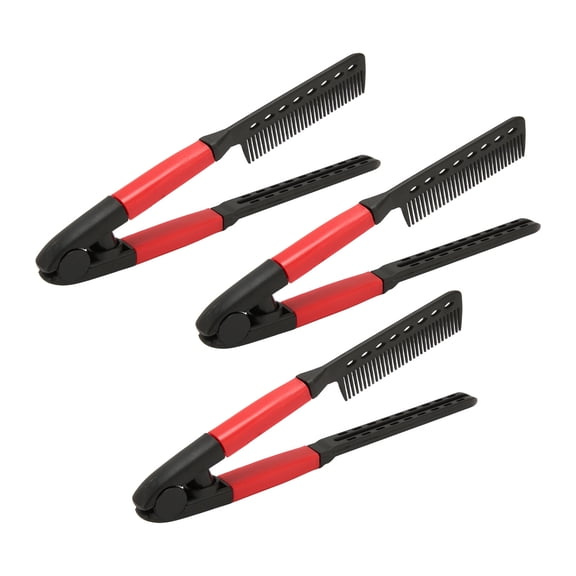 3Pcs V Shaped Hair Straightening Comb High Temperature Resistant Styling Comb Set Portable Heat Resistant Clip Combs for Straightening Knotty Frizzy Hair Fast Styling Detangling Beauty Tools